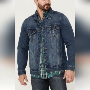 MOONSHINE SPIRITS BY BRAD PAISLEY. DENIM JACKET. DISTRESSED. MENS MED